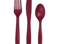 BUCUT - 8 Settings Burgundy Plastic Cutlery