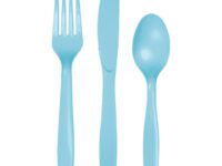 PBCUT - 8 Settings Pastel Blue Plastic Cutlery